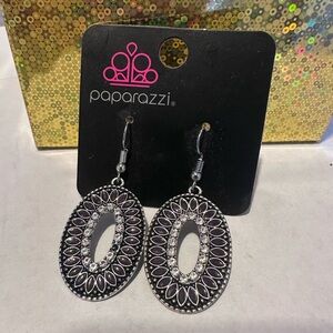 Paparazzi Purple and Silver Filigree Dangle Earrings